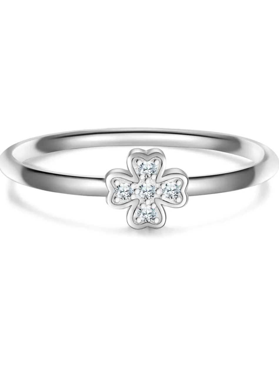 Damen Silberring - Kleeblatt