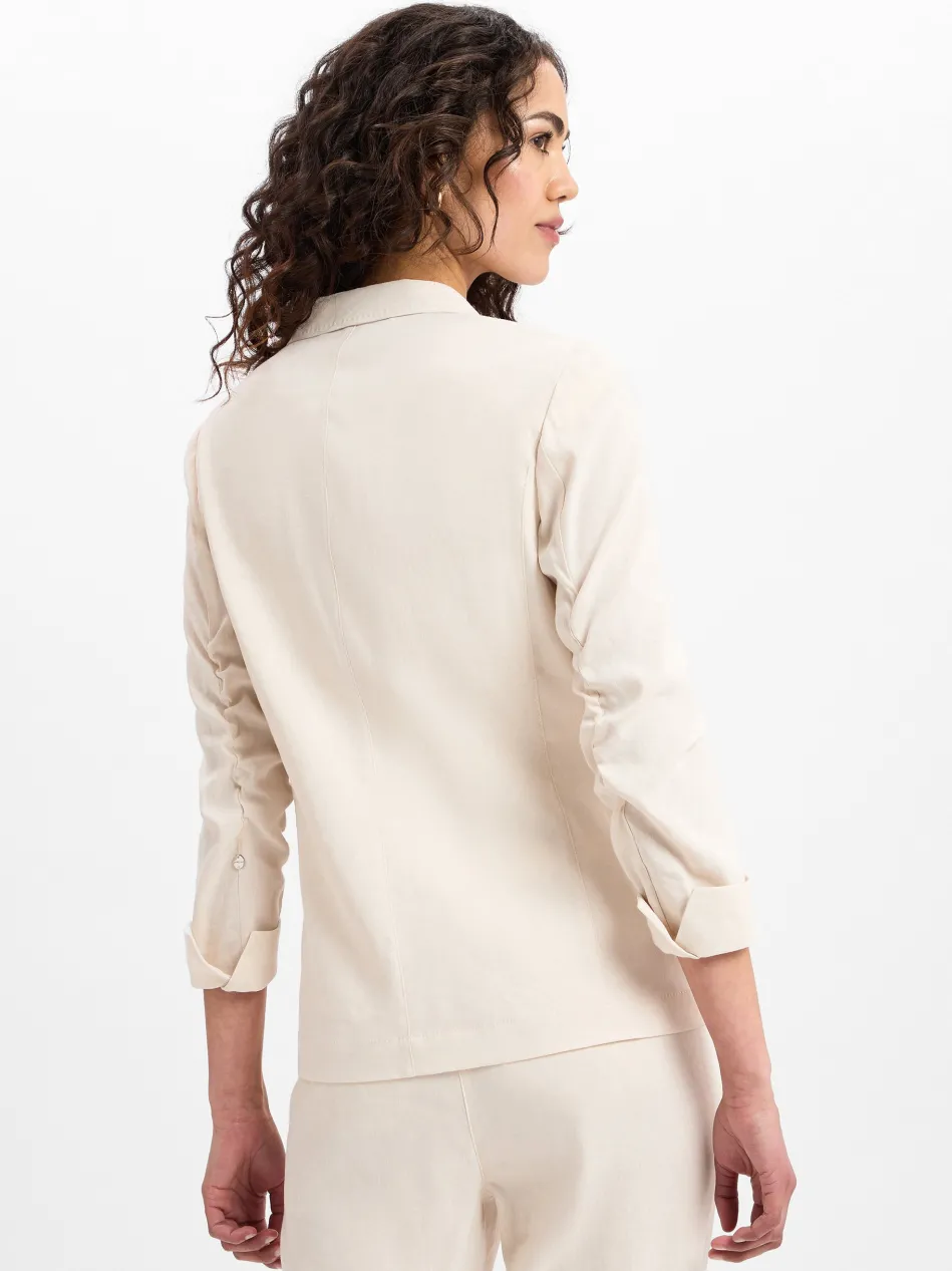 Damen Baukasten-Blazer mit Leinenanteil