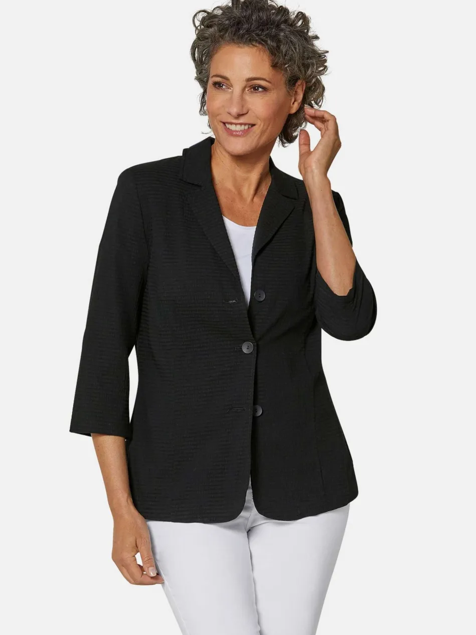 Damen Blusenblazer - Leichte Blusenjacke in Seersucker-Qualität