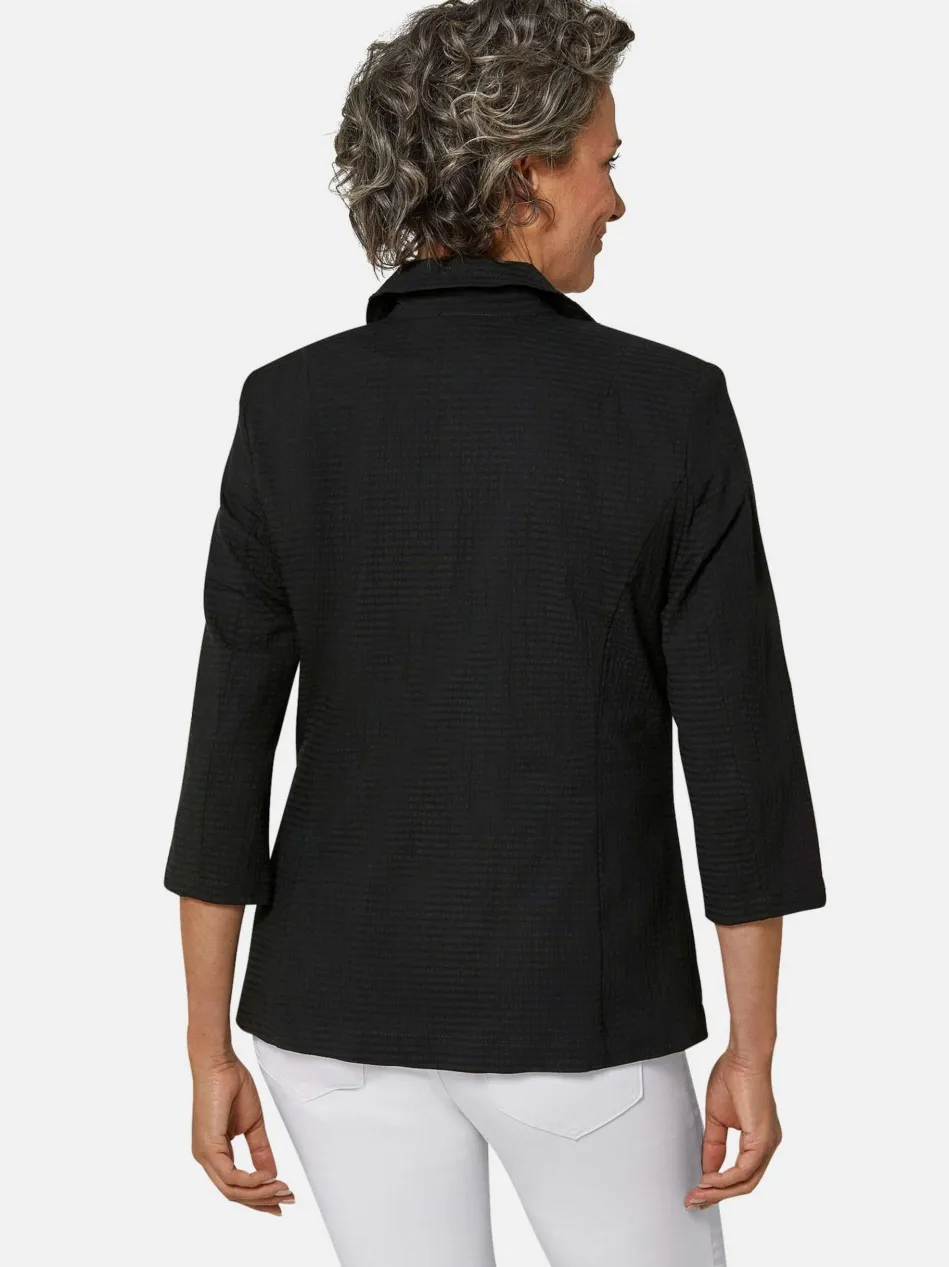 Damen Blusenblazer - Leichte Blusenjacke in Seersucker-Qualität