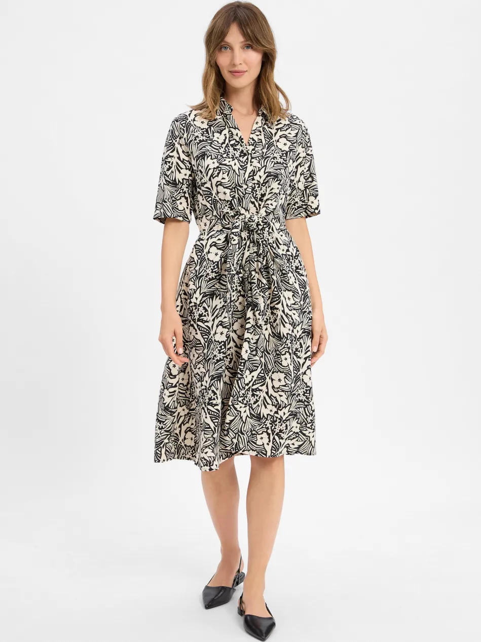 Damen Blusenkleid mit Leinen-Anteil