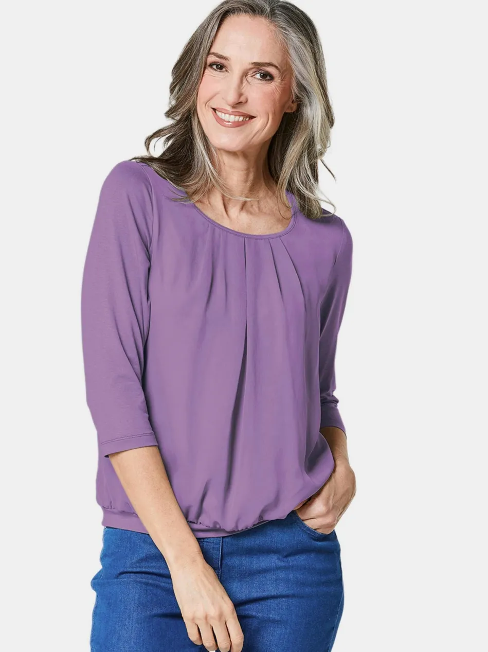 Damen Blusenshirt - Chiffon-Shirt mit 3/4-Arm, Rundhals