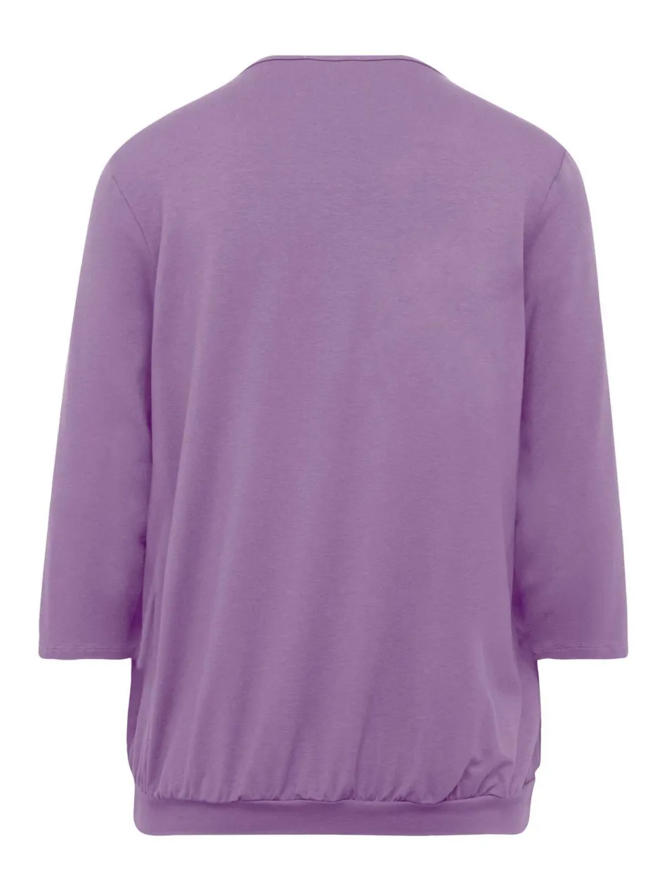 Damen Blusenshirt - Chiffon-Shirt mit 3/4-Arm, Rundhals
