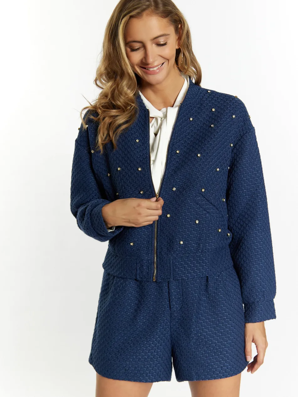 Damen Boucé Jacke mit Strass-Steinen