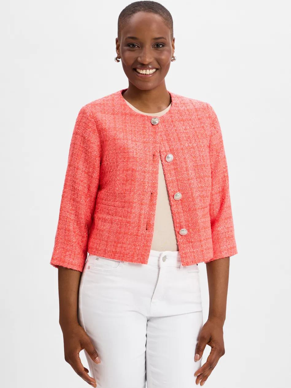 Damen Bouclé-Kastenjacke