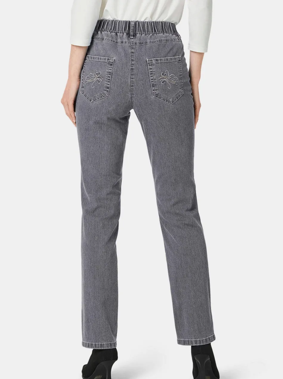 Damen Jeansschlupfhose LOUISA - Edel geschmückte Jeansschlupfhose LOUISA