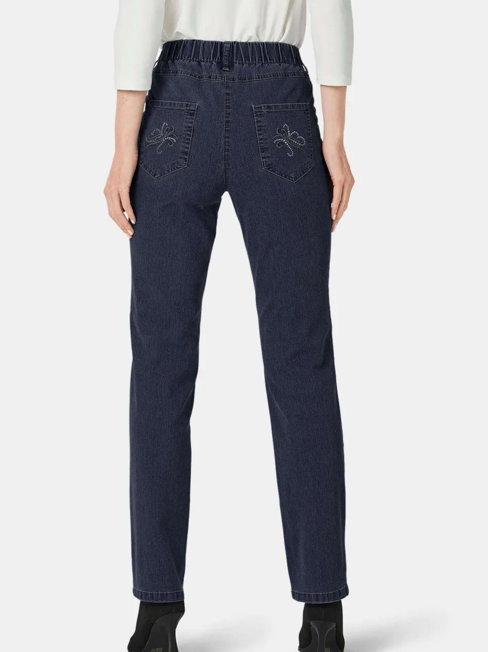 Damen Jeansschlupfhose LOUISA - Edel geschmückte Jeansschlupfhose LOUISA