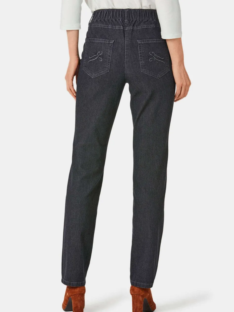 Damen Jeansschlupfhose LOUISA - Edel geschmückte Jeansschlupfhose LOUISA