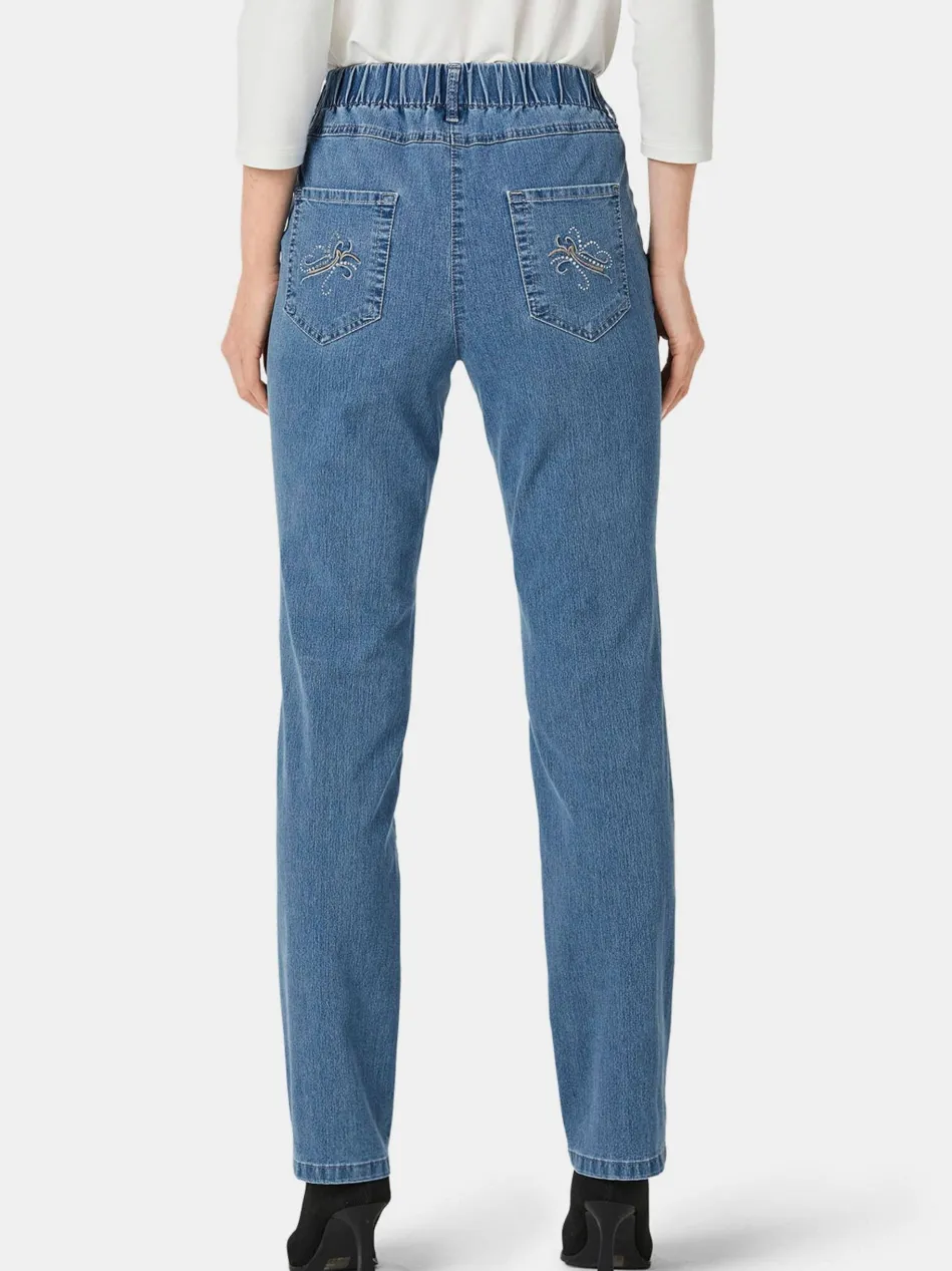 Damen Jeansschlupfhose LOUISA - Edel geschmückte Jeansschlupfhose LOUISA