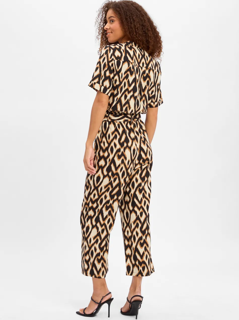 Damen Jumpsuit mit Leinen-Anteil