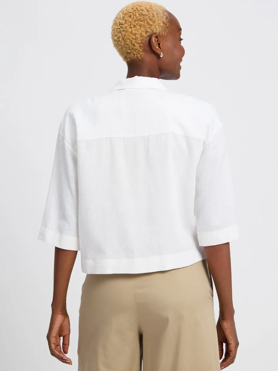 Damen Kastenjacke mit Leinen-Anteil