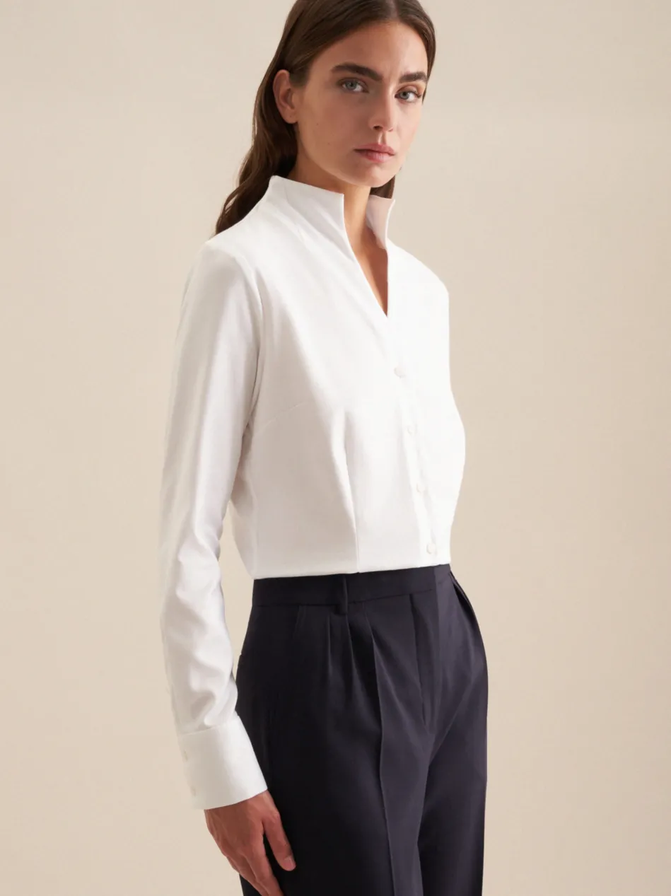 Damen Kelchkragenbluse - Uni