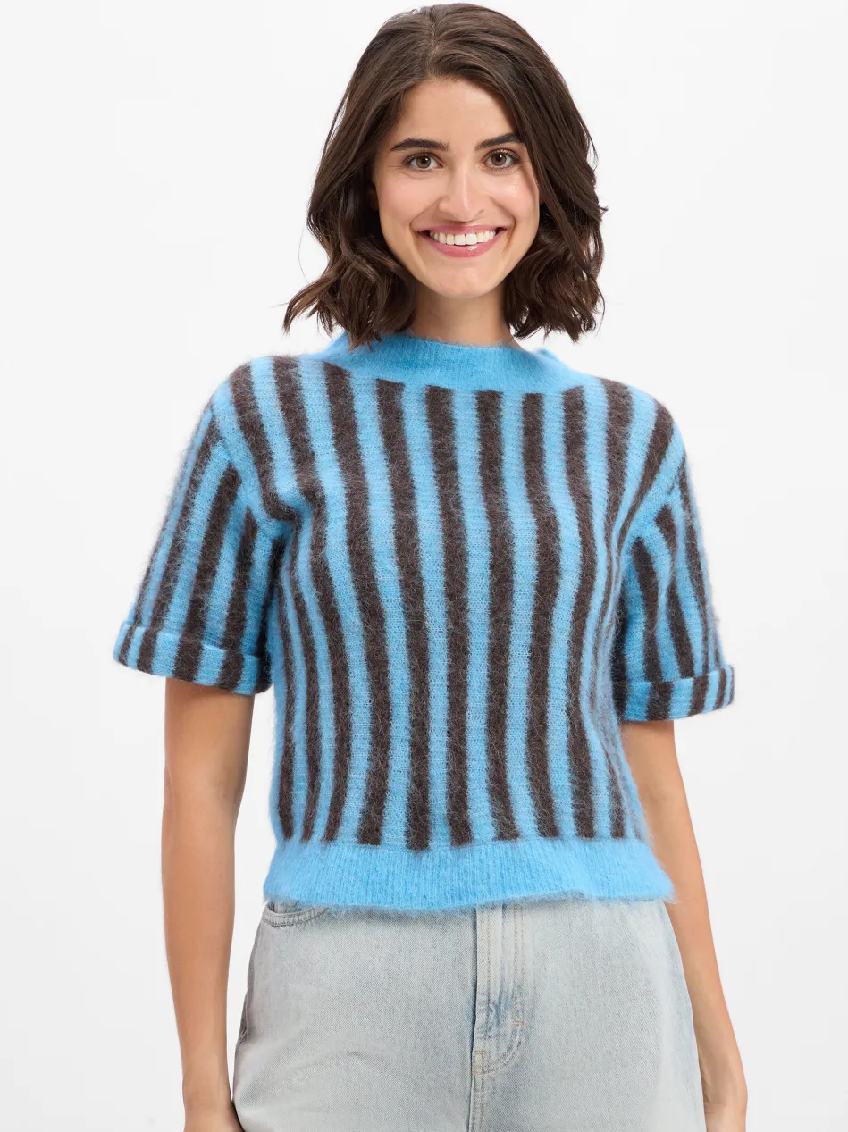 Damen Kurzarm-Pullover mit Alpaka-Anteil - Nenybay