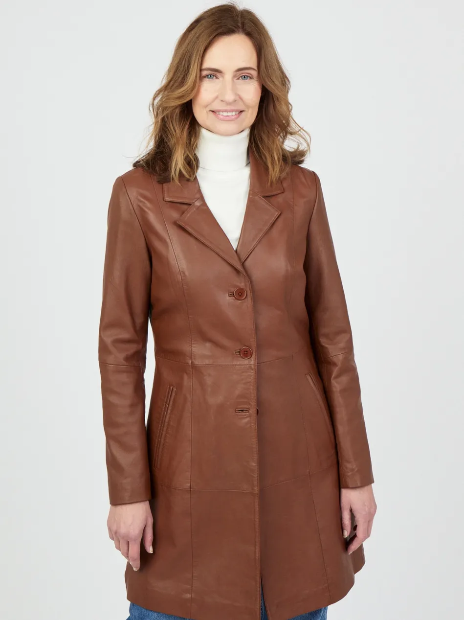 Damen Ledermantel