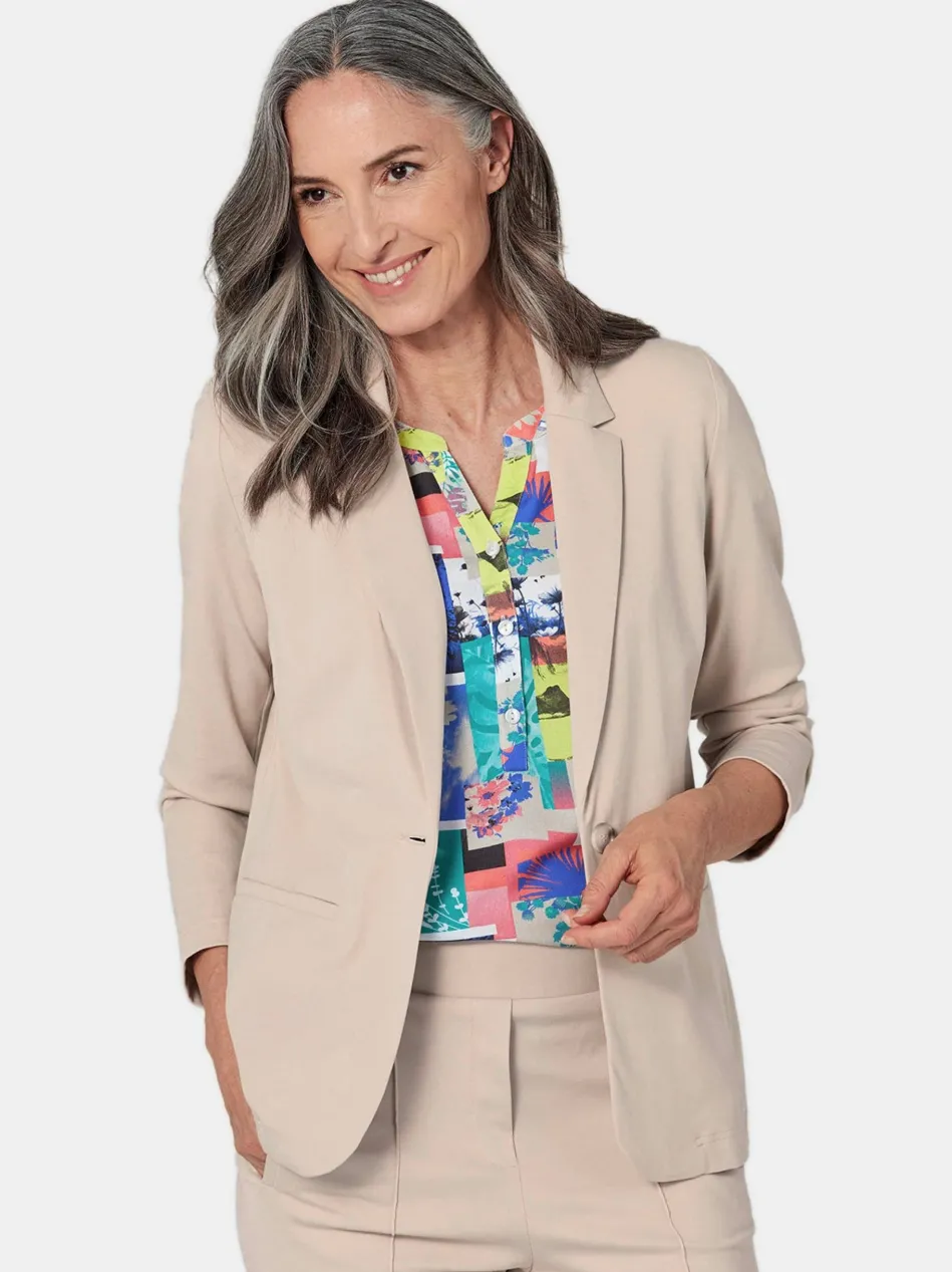 Damen Leichtblazer - Damenblazer mit Reverskragen und Paspeltaschen