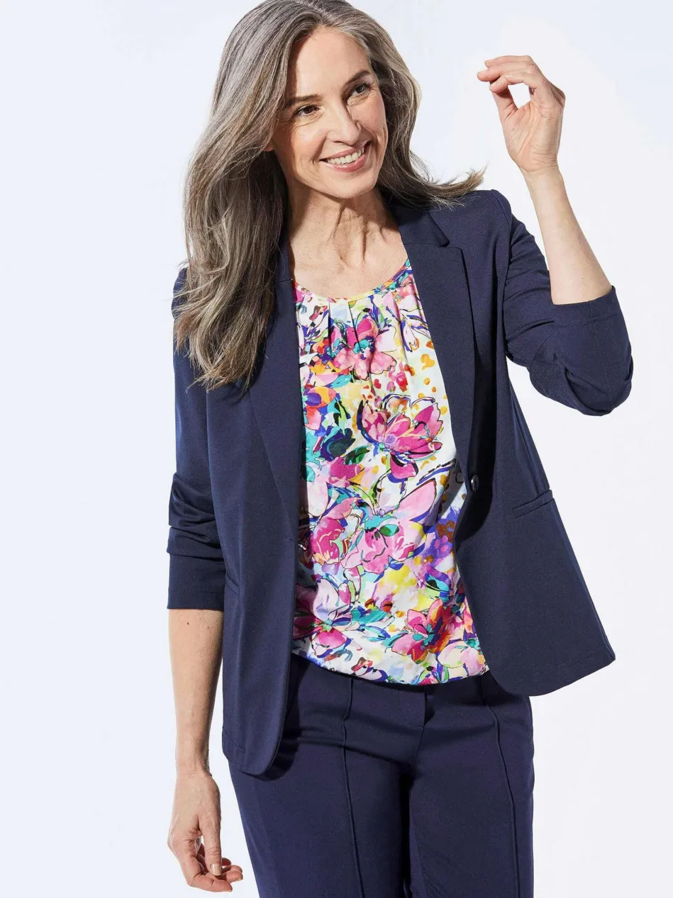Damen Leichtblazer - Damenblazer mit Reverskragen und Paspeltaschen