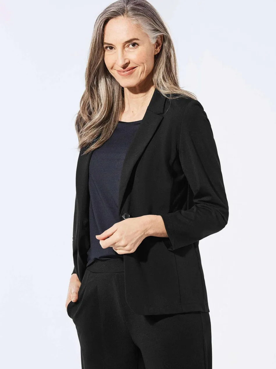 Damen Leichtblazer - Damenblazer mit Reverskragen und Paspeltaschen