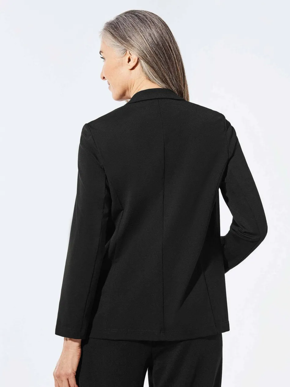 Damen Leichtblazer - Damenblazer mit Reverskragen und Paspeltaschen