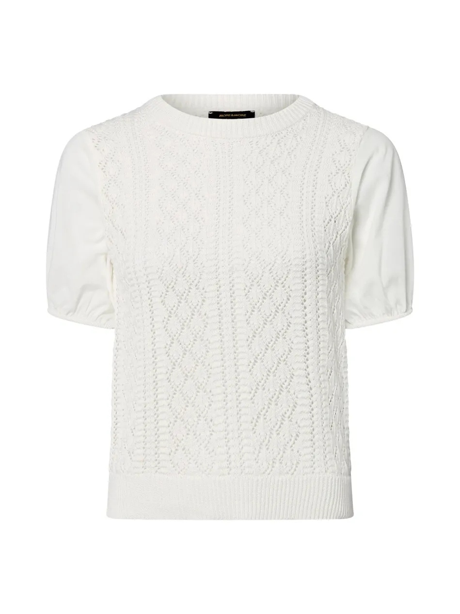 Damen Lochstrick-Kurzarm-Pullover