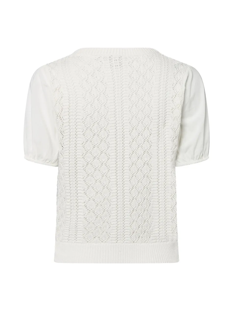 Damen Lochstrick-Kurzarm-Pullover