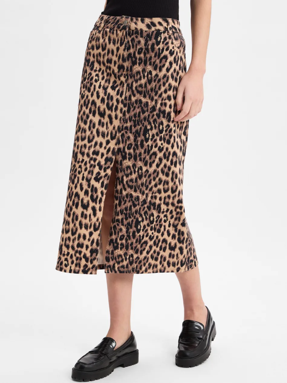 Damen Midi-Jeansrock
