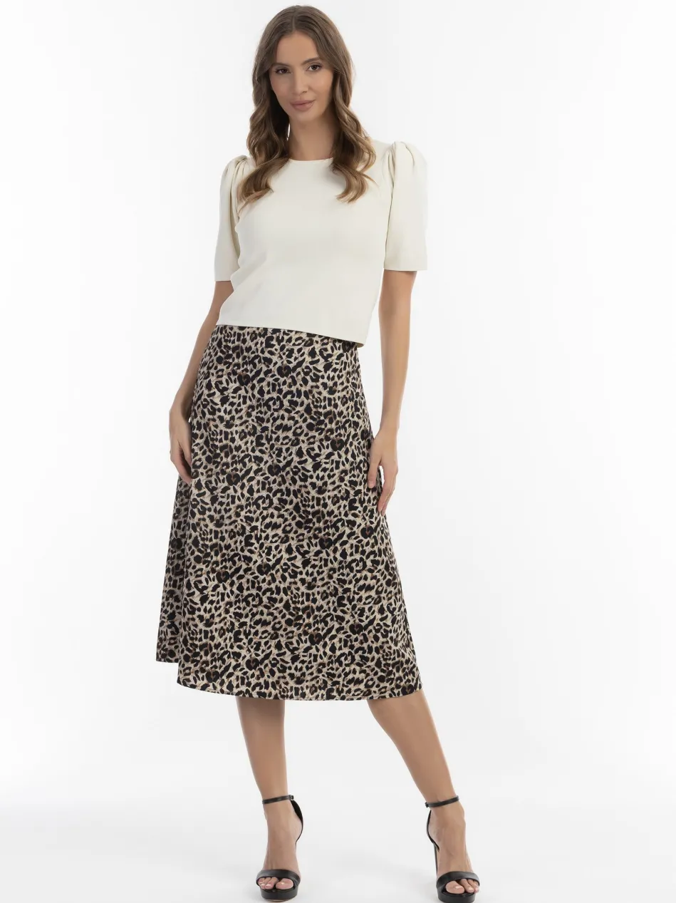 Damen Midirock mit Leo-Print