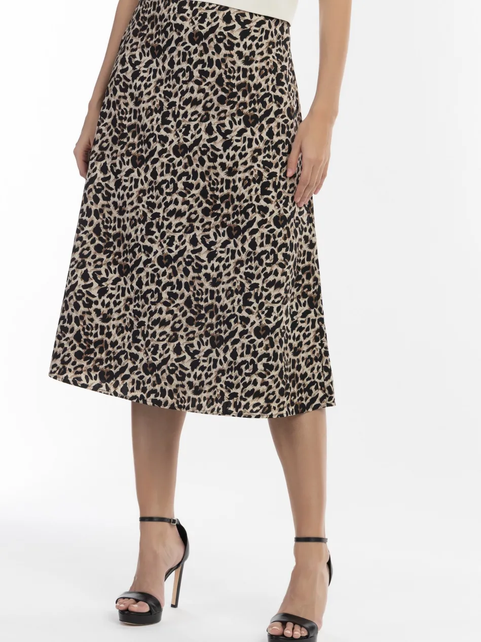 Damen Midirock mit Leo-Print