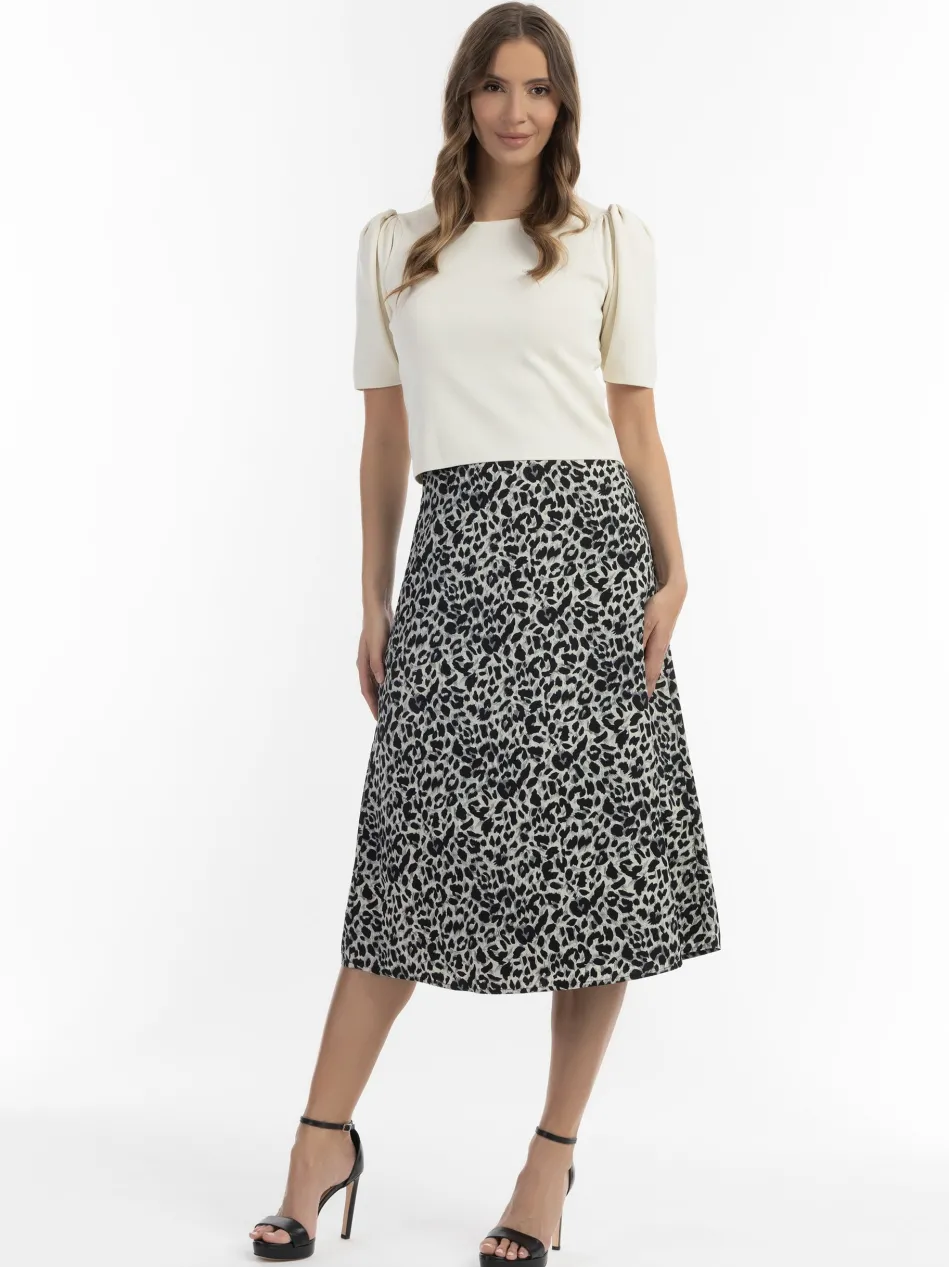 Damen Midirock mit Leo-Print