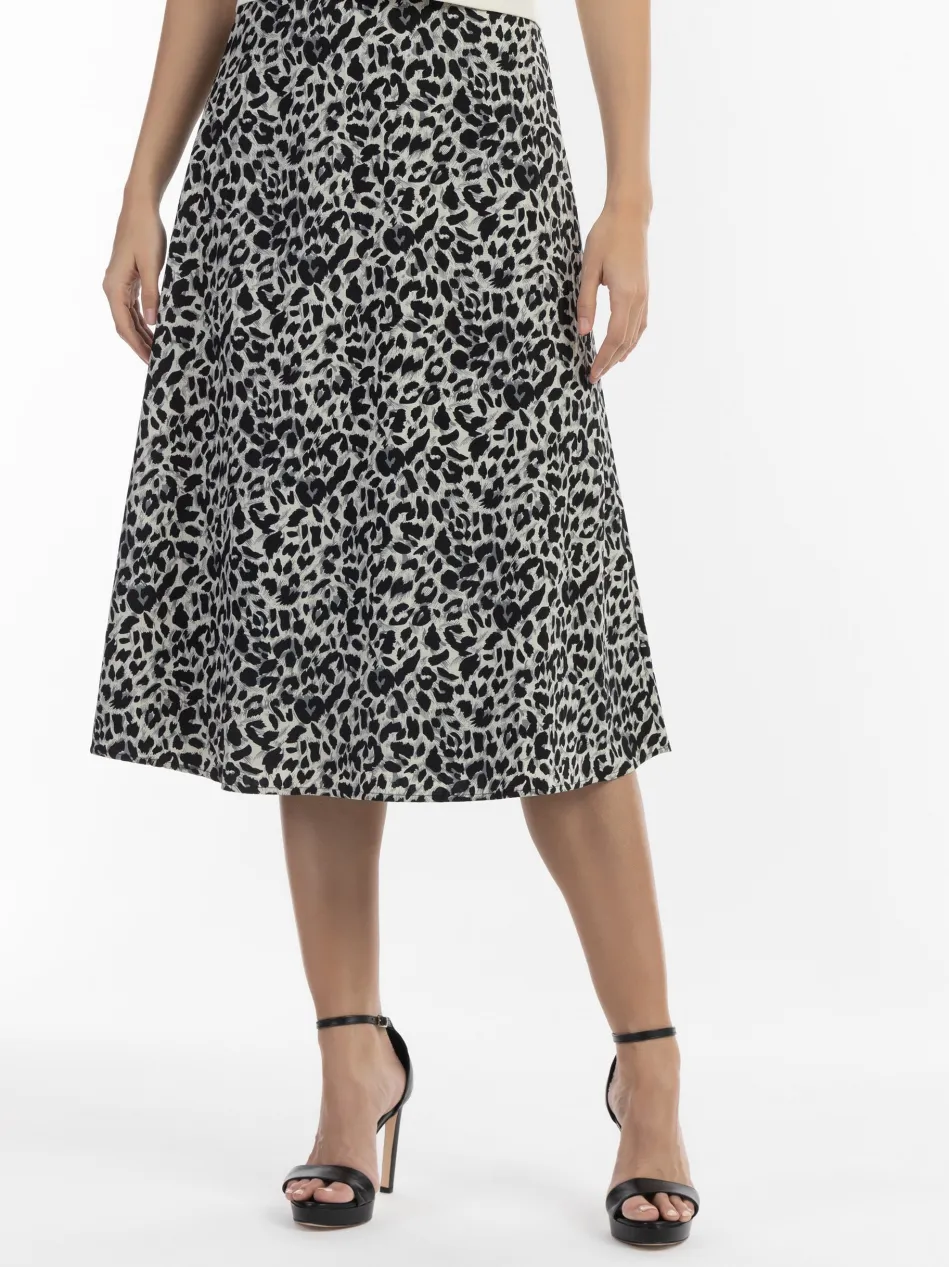 Damen Midirock mit Leo-Print