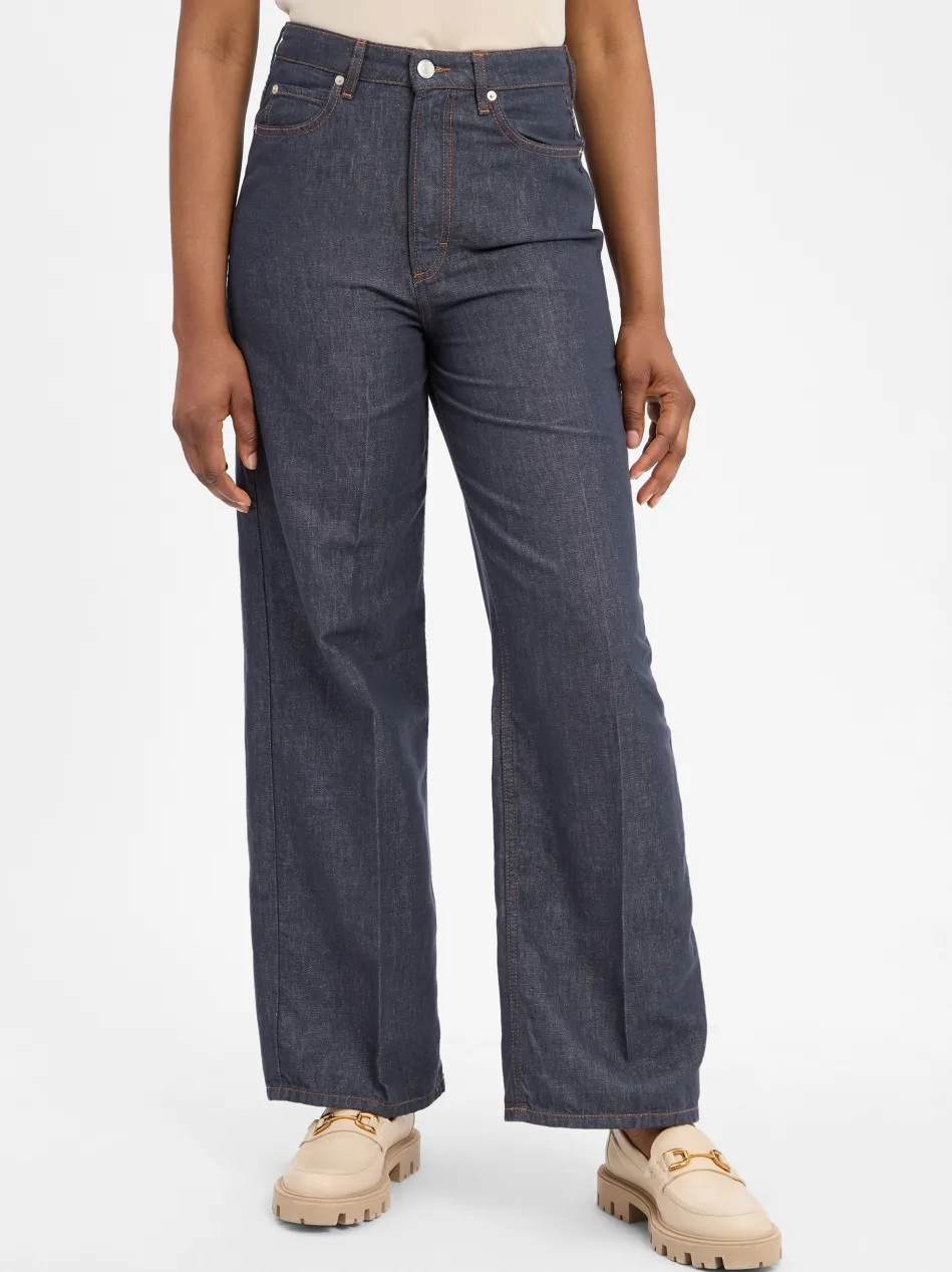 Damen Wide Fit Jeans mit Leinen-Anteil - Tolva Long